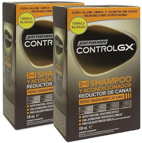 Just for men Control GX, Grey Reducing 2-in-1 Shampoo & Conditioner für graues Haar, neue verbesserte Formel – alle Farbtöne, 118 ml - 2er Pack
