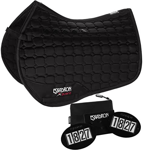 Eskadron Set Schabracke Glosse Compact schwarz & Startnummern Set-Quick, Größe:Dressur Warmblut (DL)