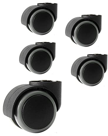 FREAZE 5 Stück Stuhlrollen Ohne Stift Bürostuhl Hartbodenrollen, 50mm Leise Räder Lenkrollen, Lochdurchmesser 8mm, Rodless Doppelrad Für Drehstühlen (Color : B)