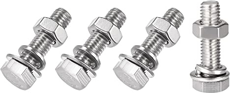 METALLIXITY Sechskant Kopf Schrauben Bolzen Muttern Flach und Schloss Unterlegscheiben Kit (M8x30mm) 4Set 304 Edelstahl Sortiment Kit - für Hausgerät