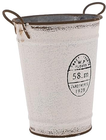 ERICAT 3pcs Round Iron Sheet Flower Bucket Decor for Home Planters for Plants Hanging Plant Pots Shabby Chic Jug Vase Shabby Vase Metal Pitcher Vase Iron White Planter Iron Bucket Simple/1711