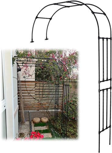 MISKYN Rosenbogen Halbbogen,Wetterfest Gartenbogen Gartenlaube,Pergola Rankhilfe Rankgitter Torbogen Für Kletterpflanzen,Halb-Rosenbogen Für Innen/Außen/Gartenrasen/Hochzeit,Weiß,150 * 240cm