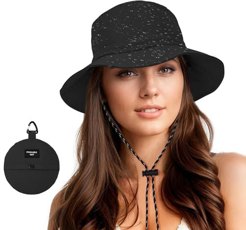 Durio Regenhut Damen Wasserdicht Sonnenhut Fischerhut Damen Herren Anglerhut Bucket Hat Faltbar Tragbar Outdoor Sommerhut Schwarz
