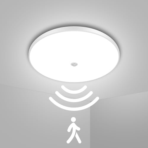 Litglobe LED Deckenlampe mit Bewegungsmelder,36W 3600LM LED Deckenleuchte mit Bewegungsmelder,6500K KaltesWeiß Deckenlampe für Flur Balkon Keller Treppe,Ø36cm