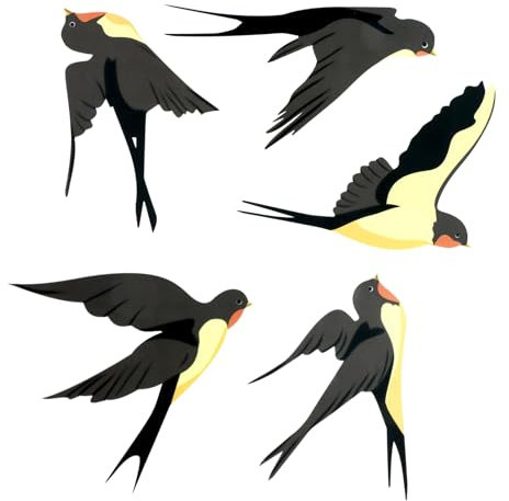 Wonvify 5 Stück Anti-Kollision Fenster Aufkleber Form, Alarm Vogel Aufkleber, Verhindert Vogelkollisionen auf Fensterglas, Party Zubehör