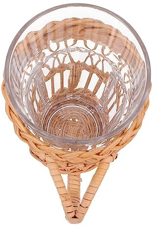 FUNOMOCYA Glasbecherhülle Aus Rattan Mit Transparentem Glasbecher Langlebig Und Praktisch Für Bierbecher Wasserbecher
