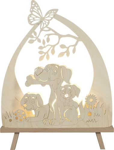 Rudolphs Schatzkiste Lichterspitze Hundefreund elektrisch beleuchtet inkl. einem LED-Leuchtmittel BxHxT 30x41x6cm NEU Schwibbogen Mieze Leuchterbogen Lichterbogen Fensterbogen Spitzbogen Erzgebirge