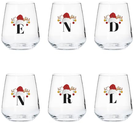 Generico ''Renne di Babbo Natale'' Set di 6 Bicchieri da Acqua in Vetro con Stampe Natalizie Decorazioni Natalizie Idea Regalo Natale Sposi Amici Set Drink Famiglia Cena Decorazioni Tavola Di Natale