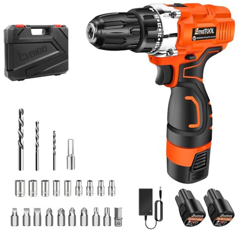 Akkubohrer 16,8V Akkuschrauber Set Akku Bohrschrauber Set mit 2 Akkus 1.5Ah, 45Nm Drehmoment, 2-Gang, 25+1 Drehmomentstufen, 10mm Bohrfutter Schlagbohrschrauber mit LED-Licht, 26tlg Zubehör und Koffer