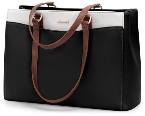 LOVEVOOK Laptopväska, handväska dam 15,6 tum, lätt portfölj, arbetsväska, stor, elegant laptopväska, affärsshopperväska, lärarväska, axelväska, dam för universitet, skola, kontor