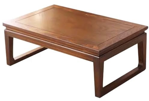 Mesa de centro multifuncional de madera de olmo para balcón o ventana de deriva, color nogal, 2 modelos disponibles