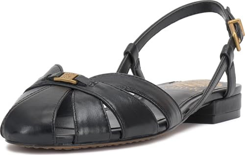 Vince Camuto Women's Cacey Fisherman Flat Sandal, Black, 8