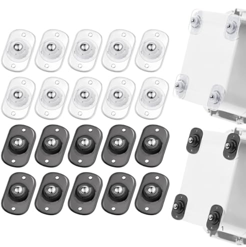 Pack de 20 Ruedas Adhesivas para Muebles y Pequeños Electrodomésticos - 360° Giratorias, 10 Negras y 10 Blancas - Mini Ruedecitas para Mover Mesas de Centro, Cajas y Más