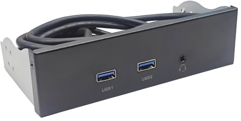 JMT 2 Anschlüsse USB 3.2 Frontplattenhalterung 13,3 cm / 8,9 cm Floppy Bay 19Pin auf USB Hub HD Audio Kopfhörer/USB-C 20Gbps mit Kabel für Desktop (Typ B)