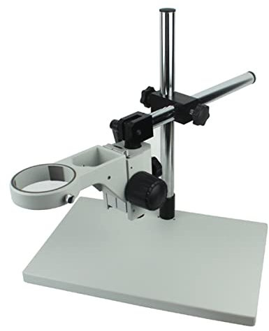 Microscope Observation Industry Stereo Microscope Camera, Adjustable Boom Stereo Arm Table Stand 76mm(White)
