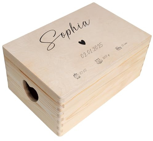 Creative Deco Erinnerungsbox Baby Personalisiert | Individuelle | Erinnerungskiste | Geschenk zur Geburt für Mädchen und Jungen