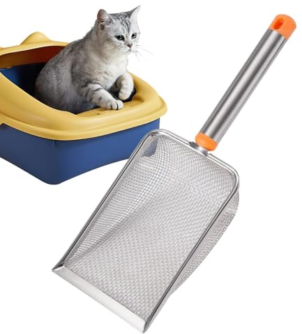 Sieben Katzenstreu Schaufel | Toilettenbedarf Streu Rutschfester Griff - Haustier Reinigungswerkzeug Kotschaufel für Katzen Abfallbehälter Haustier Toilettenbedarf Edelstahl Heavy Duty