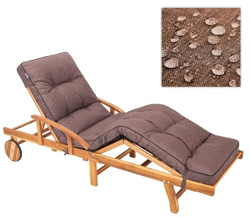 PillowPrim Liegenauflage, Auflage für Gartenliege 200 x 55 x 9 cm -Bequeme Liegestuhl Auflage - Polsterauflage für Sonnenliege, Kissen für Liegestuhl, gesteppt - Braun