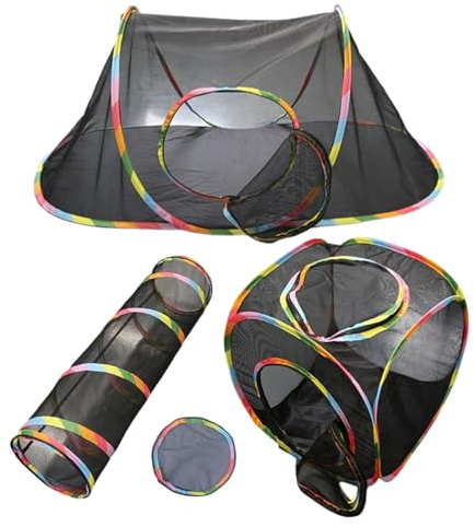 Tunnel Jeu Pet Tube Pliable Jouet pour Les Chats Lapins Chiens Jeu Tunelle pour Chat 3 en 1 Tunnel Et Tube Cubes Pliable Interactif Froissé Tente pour Chat,Maison De Jeu pour Interieur Exterieur