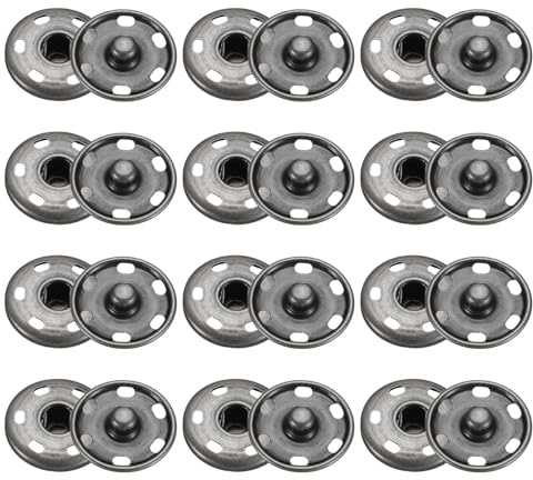 QUARKZMAN 50 set sömbara tryckknappsset, 21 mm sömnadstillbehör metallknappar, pysselknappar, ersättningsknappar, syknappar för jacka, kläder, jeans, väskor, plånbok, handväska, knappar, svart