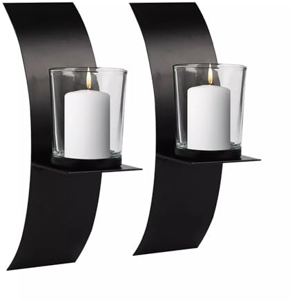 Juego de 2 candelabros de pared, portavelas de pared, portavelas abstractos, para velas de té, salón, dormitorio