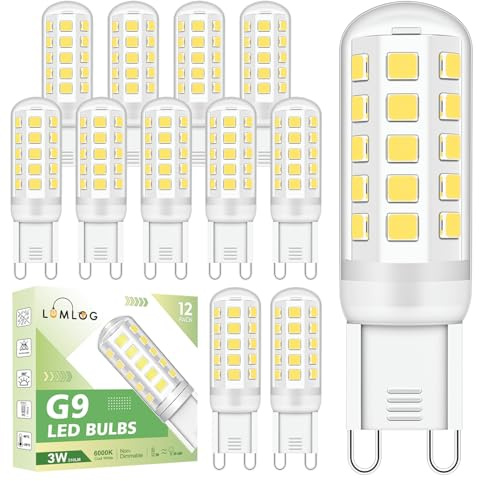 Lumlog G9 Led Bulbs Cool White 12-Pack, 3W 510Lm, 6000 Kelvin 220-240V ed Light Bulb, Equivalent to 30-40W Halogen, No Flicker Non-Dimmable Energy Saving, for Home Lighting Decor[Energy Class C]