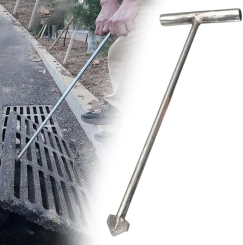 Sollevatore di copertura per pozzetto in acciaio inossidabile, solido gancio a mano per una facile rimozione di coperture settiche e drenanti in calcestruzzo, portatile e durevole