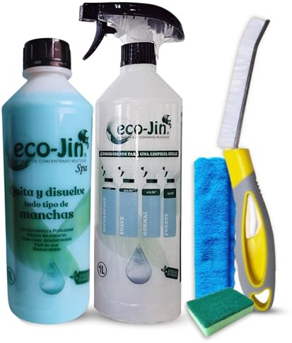 Eco-Jin Pack SPA | Difusor | Cepillo Para Juntas Amarillo | Bayeta Microfibra | Estropajo Con Esponja | Limpiador Multiusos