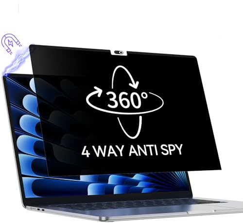 Protescreen 360° Magnetic Privacy Filter forMacBook 13.6/13 Inch (2022-2026, M2 M3 M4 M5), Anti Peep Anti Glare Blue Light Mac Privacy Film, 4-Way Privacy Filter