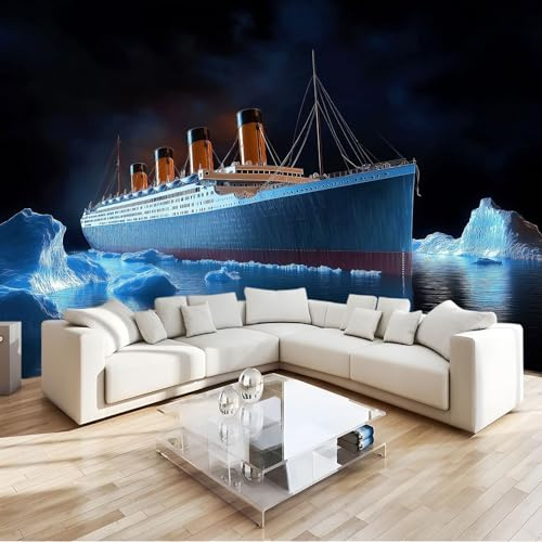 Fotomurales Papel pintado Velero en el mar escena nocturna Papel pintado tejido no tejido Decoración de Pared decorativos Murales Moderna 400 x 280 cm Fotomurales