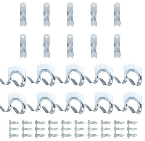 Crozgan 20 Pack Heavy Duty Garden Tool Hooks Set | Storage organizer hanging set including 10 double hooks and 10 single hooks; heavy duty brackets for garage, shed