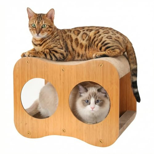 Avont Rascador para Gatos, Cartón Rascador y Almohadilla Rascadora 2 en 1 para Gatos de Interior, Caja Rascadora de Doble Capa y Cartón Corrugado para Gatito -Curvo