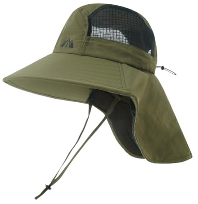 Women Sun Hats Wide Brim Ponytail Hole Neck Flap Hat Summer Travel Fishing Hiking Fisherman Hat Detachable Chin