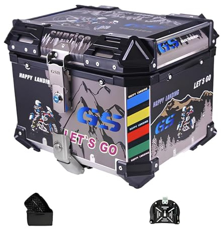 PQPQLI Motorradkoffer, Gepäckträger, Passend Für 2 Helme, Topcase Abschließbar, Mofa Helm, Moped Helm, Passend Für Roller, Moped, E Roller, Transport Box Mit Schloss, Heckbox(B,45L)