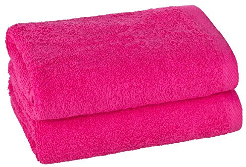 PremiumShop321 2er Set Handtuch 50x100 cm - 500g/m² ohne Bordüre-pink