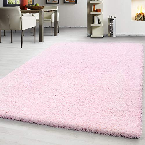 Teppium Moderner Hochflor Teppich Wohnzimmer 200x300 (200 x 290 cm) Rosa - Shaggy Flauschiger Teppich, Extra Weich, Pflegeleicht und Einfarbig - für Schlafzimmer, Küche und Esszimmer