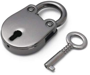 Vogueing Tool Kleines 1 Schlüsselschloss, 1 Stück Vintage Antik Vorhängeschlösser Mini-Schloss mit Schlüssel für Schmuckkästchen, Aufbewahrungsbox, Tagebuch, Buch (Gun Black)