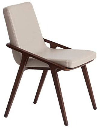 Angel Cerdá – Silla Comedor Tapizada en Polipiel Visón | Sillas Comedor Modernas, Diseño Minimalista, Elegante | 54 x 59 x 80 cm, Patas de Madera de Fresno Color Nogal | Cómoda, para Comedor, Salon