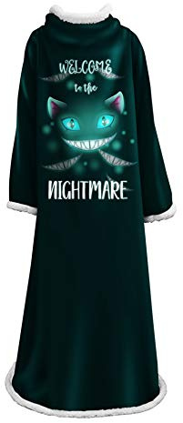 Stillshine. Kuscheldecke Mit Ärmeln, Wearable TV Decke 3D Katze Knochen Skelett Blume Muster Fleece Sherpa Decke Poncho Lazy Halloween Decke Für Erwachsene Kinder Damen Herren 127x178 cm (schwarz)