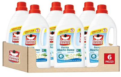 OMINO BIANCO Flüssigwaschmittel für Waschmaschine, frischer Duft mit weißem Moschusssenz, 138 Waschladungen, 1150 ml x 6 Packungen