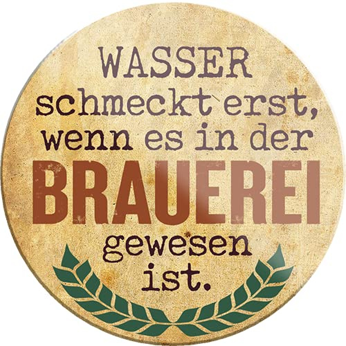 schilderkreis24 – Lustiger Bier Trink Spruch “Wasser schmeckt erst wenn es in der Brauerei gewesen ist.“ Magnet Deko Kühlschrankmagnet Humor witzige Geschenkidee 8x8 cm