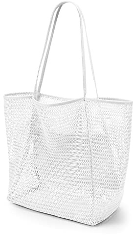 KALIDI Mesh Tote Bag,23L Beach Bag Extra Large Tote Bags for Women with Zip Pocket Shoulder Bag Summer Beach Bags Reusable Shopping Bag for Picnic Holiday Travel Grocery