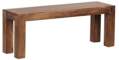 möbelando Esszimmer Sitzbank Mumbai Massiv-Holz Sheesham 120 x 45 x 35 cm Holz-Bank Natur-Produkt Küchenbank im Landhaus-Stil