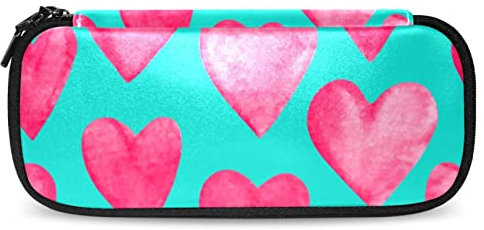 JDEZ Herz-Muster Federmäppchen Stift Federmäppchen Schreibwaren-Taschenhalter, 7.5x3x1.5in