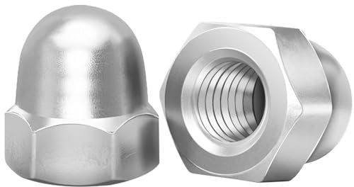 M8 Nut Caps 10Pcs, Leryati Dome Cap Nut A2 V2A Metric Acorn Thread Hex Caps, Stainless Steel Hex Caps Nuts Domed Head Top Hexs Nuts Suitable for Screws and Bolts