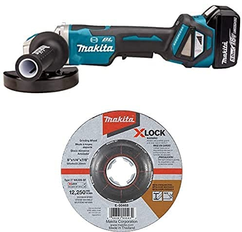Makita DGA519RTJ Akku-Winkelschleifer 18V / 5,0 Ah, 2 Akkus + Ladegerät im MAKPAC + Schruppscheibe 125x6mm INOX