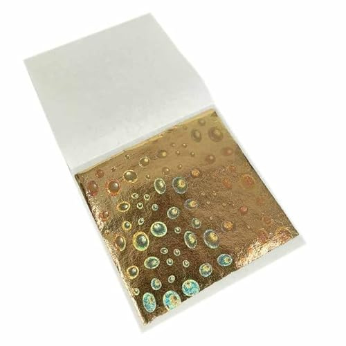 QIUMING Funkelnde Goldfolie – Taiwan Laser Blattgold 8 x 8,5 cm, 100 Blatt pro Packung, Bastelpapier für Vergoldungsdekoration
