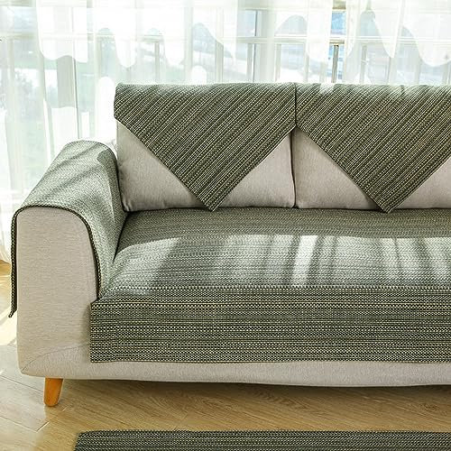 HGTRH Sofaschutz Katze Hund Decke, Sofa üBerzug L Form Ecksofa 1 2 3 4 Sitzer Sofaschoner Couch üBerwurf Hundedecke Baumwolle und Leinen Sofabezug SofaüBerwurf rutschfest Atmungsaktiv