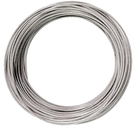 YIKAOMAI® Cuerda de alambre 304 inoxidable 30 m 3 mm recubierto de PVC alto rendimiento para malla de jardín y tela de patio