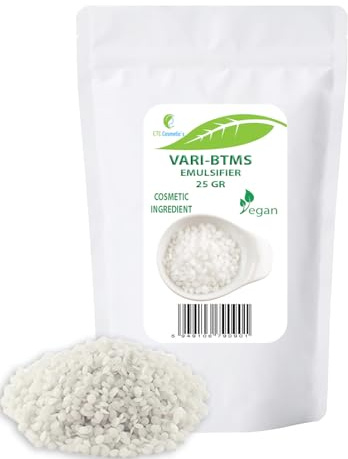 Emulsionante Vari-btms, 25 gr - Origen natural | Uso como ingrediente para cosméticos | Utilizado en acondicionadores, champús en crema, mascarillas para el cabello.